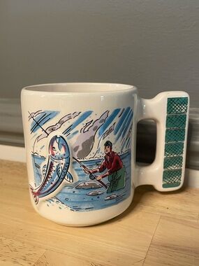 Vintage Ceramic Fishing Trout 3D Mug